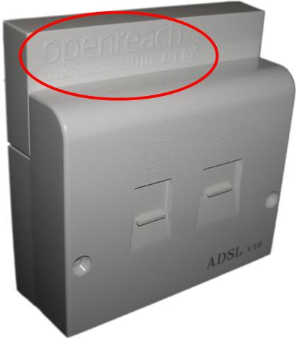 Openreach NTE5 fitted with NTE2000 ADSL Faceplate